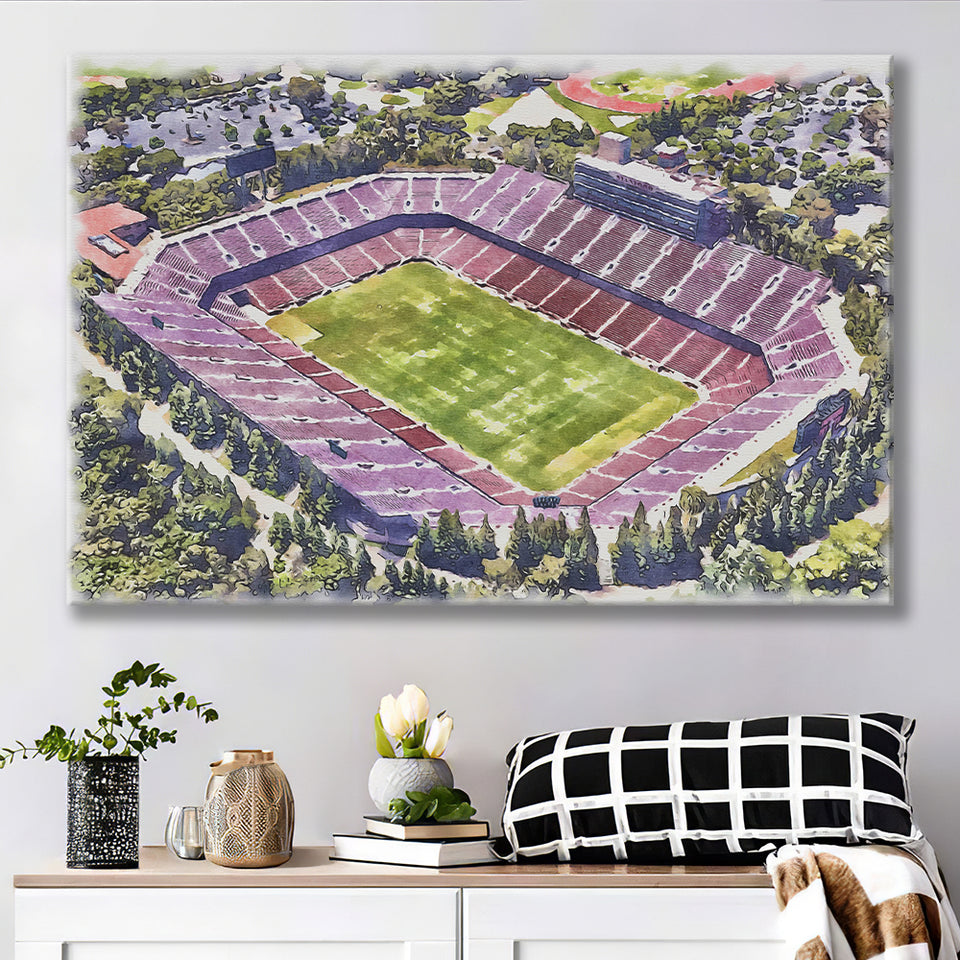 Malone Stadium WaterColor Canvas Prints, Monroe Louisiana Watercolor, Stadium Art Gifts