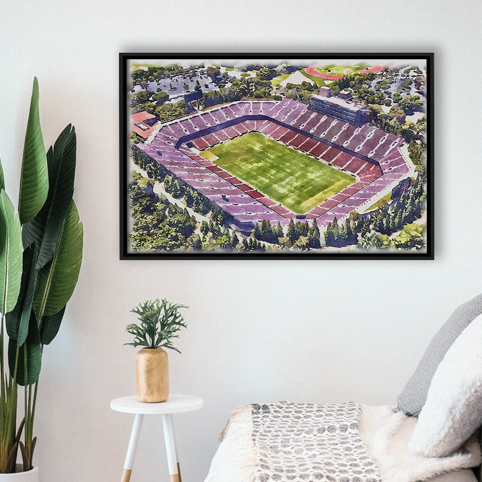 Malone Stadium WaterColor Framed Canvas Prints, Monroe Louisiana Watercolor, Stadium Art Gifts, Floating Frame
