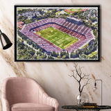 Malone Stadium WaterColor Framed Canvas Prints, Monroe Louisiana Watercolor, Stadium Art Gifts, Floating Frame