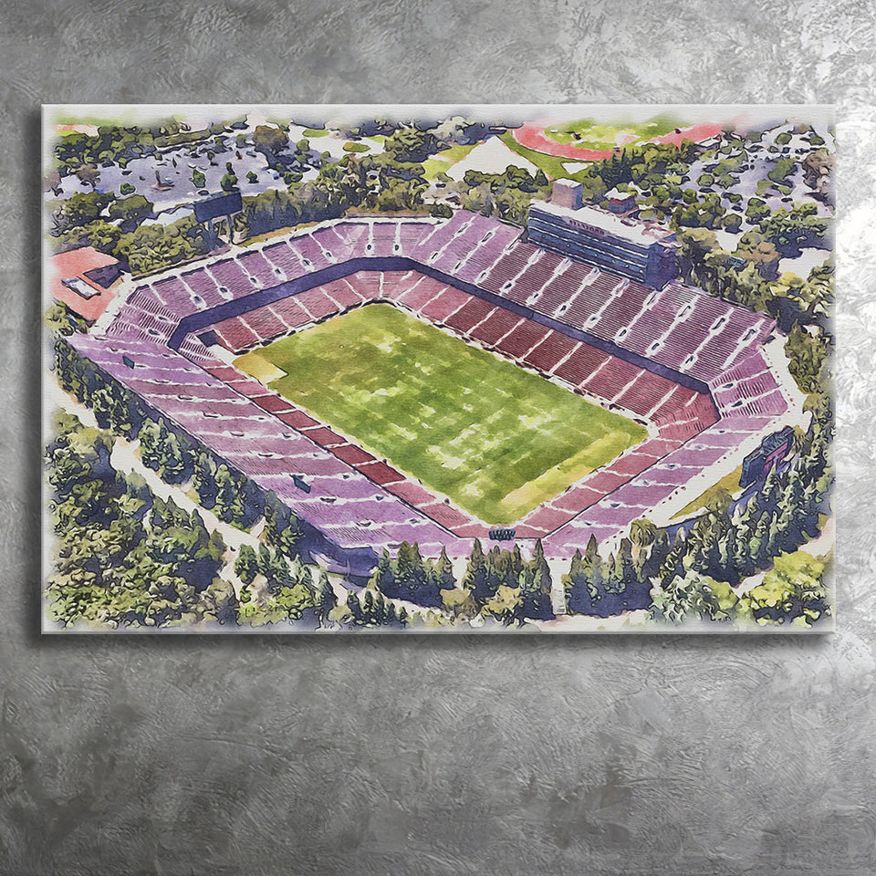 Malone Stadium WaterColor Canvas Prints, Monroe Louisiana Watercolor, Stadium Art Gifts