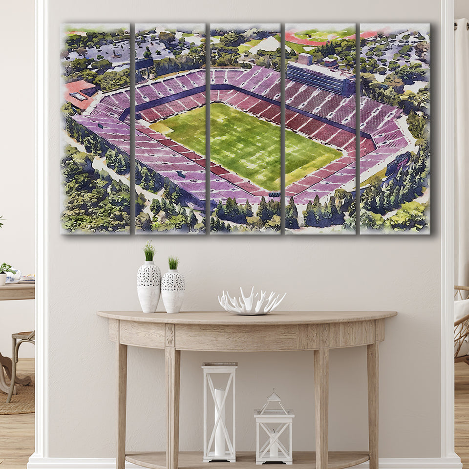 Malone Stadium WaterColor 5 Panels B Mixed Canvas Prints, Extra Large, Monroe Louisiana Watercolor