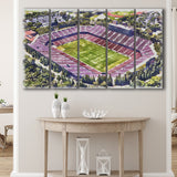 Malone Stadium WaterColor 5 Panels B Mixed Canvas Prints, Extra Large, Monroe Louisiana Watercolor