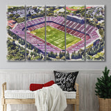 Malone Stadium WaterColor 5 Panels B Mixed Canvas Prints, Extra Large, Monroe Louisiana Watercolor