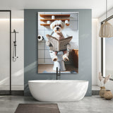 Maltese Terrier Canvas Prints Wall Art, Funny Bathroom Decor, Terrier in Toilet