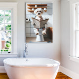 Maltese Terrier Canvas Prints Wall Art, Funny Bathroom Decor, Terrier in Toilet