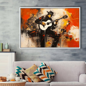 Man Playing Guita, Abstract Art, Oil Painting, Framed Canvas Painting, Framed Canvas Prints Wall Art Decor