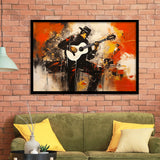 Man Playing Guita, Abstract Art, Oil Painting, Framed Art Print Wall Decor, Framed Picture