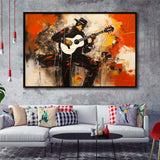 Man Playing Guita, Abstract Art, Oil Painting, Framed Canvas Painting, Framed Canvas Prints Wall Art Decor