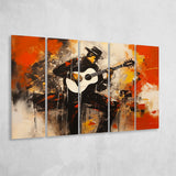 Man Playing Guita, Abstract Art, Oil Painting, 5 Panels Extra Large Canvas, Canvas Prints Wall Art Decor