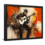 Man Playing Guita, Abstract Art, Oil Painting, Framed Art Print Wall Decor, Framed Picture