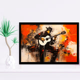 Man Playing Guita, Abstract Art, Oil Painting, Framed Art Print Wall Decor, Framed Picture