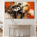 Man Playing Guita, Abstract Art, Oil Painting, 5 Panels Extra Large Canvas, Canvas Prints Wall Art Decor