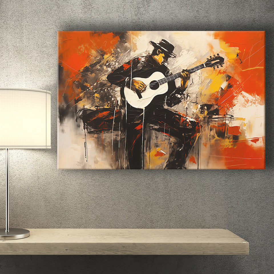 Man Playing Guita, Abstract Art, Oil Painting, Canvas Painting, Canvas Prints Wall Art Decor