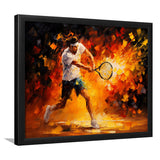 Man Playing Tennis Art Oil Painting, Framed Art Print Wall Decor, Framed Picture