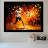 Man Playing Tennis Art Oil Painting, Framed Art Print Wall Decor, Framed Picture