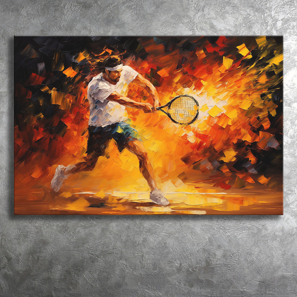 Man Playing Tennis Art Oil Painting, Canvas Painting, Canvas Prints Wall Art Decor