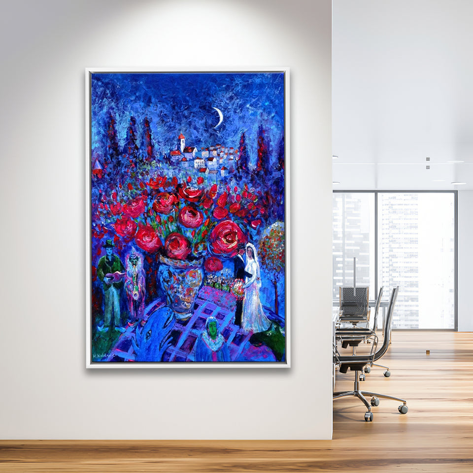 Vintage Exhibition Painting, Marc Chagall Exhibition,Framed Canvas Prints Wall Art Decor, Floating Frame