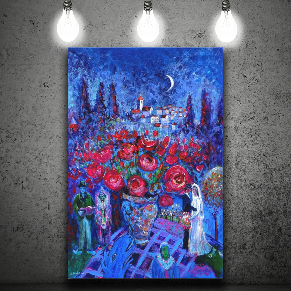 Vintage Exhibition Painting, Marc Chagall Exhibition, Canvas Painting, Canvas Print Wall Art Decor