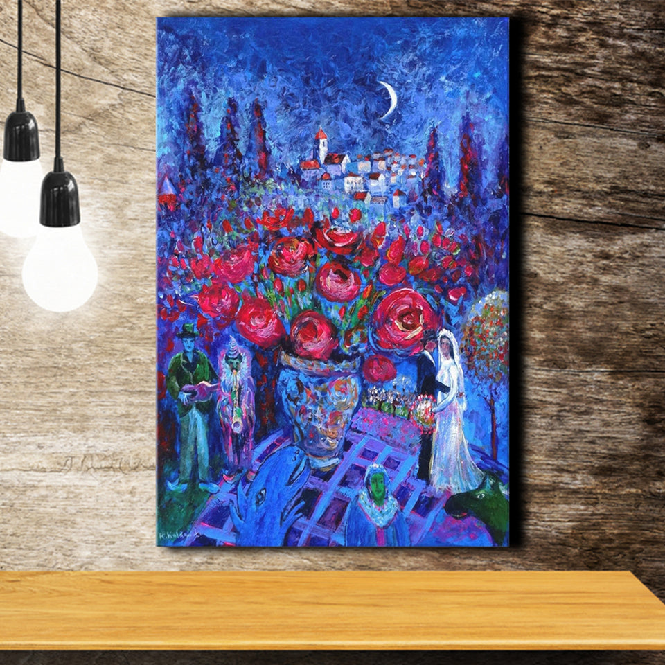 Vintage Exhibition Painting, Marc Chagall Exhibition, Canvas Painting, Canvas Print Wall Art Decor