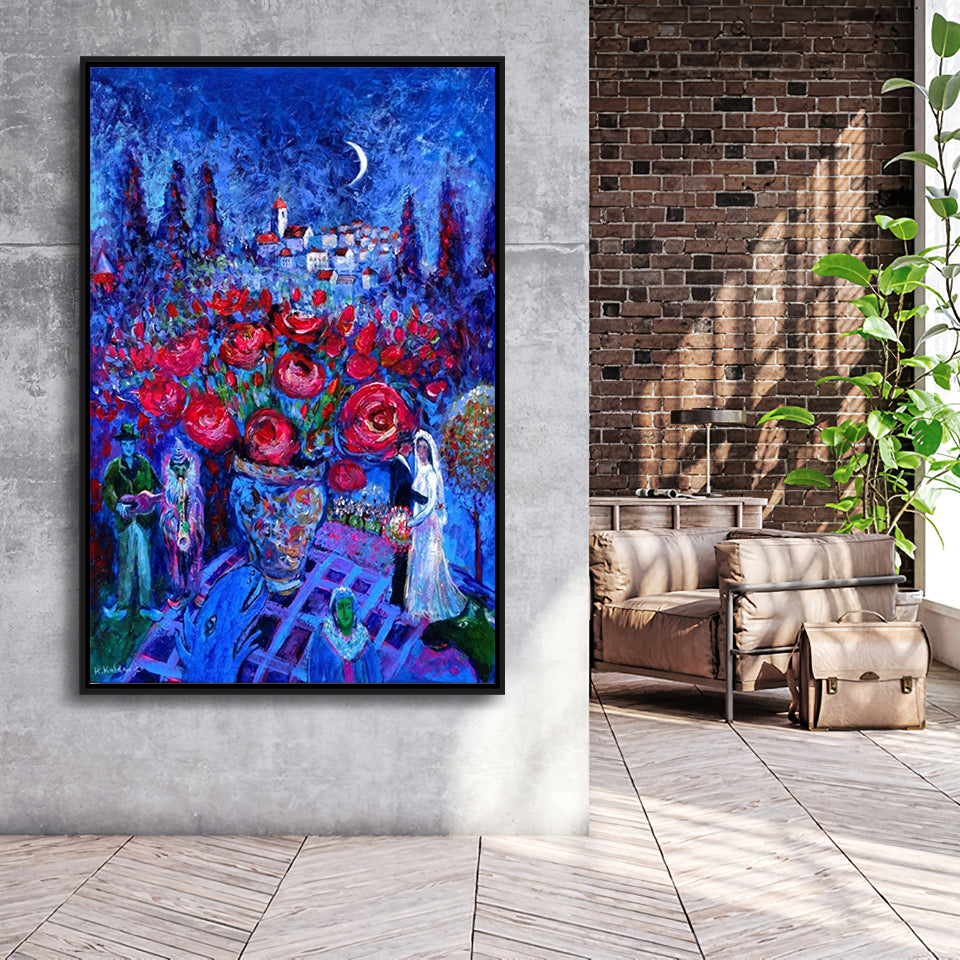 Vintage Exhibition Painting, Marc Chagall Exhibition,Framed Canvas Prints Wall Art Decor, Floating Frame