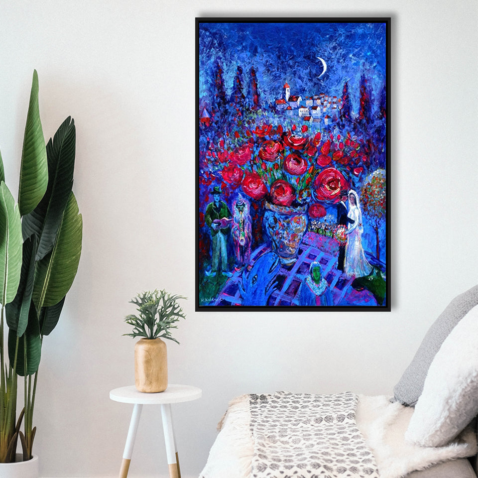 Vintage Exhibition Painting, Marc Chagall Exhibition,Framed Canvas Prints Wall Art Decor, Floating Frame