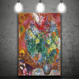 Marc Chagall Flowers And Lovers (1960) Canvas Art Painting Exhibition, Canvas Painting, Canvas Print Wall Art Decor