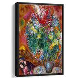 Marc Chagall Flowers And Lovers (1960) Canvas Art Painting Exhibition,Framed Canvas Prints Wall Art Decor, Floating Frame