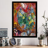 Marc Chagall Flowers And Lovers (1960) Art Painting Exhibition,Framed Art Prints Wall Decor, Picture Framed