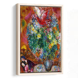 Marc Chagall Flowers And Lovers (1960) Canvas Art Painting Exhibition,Framed Canvas Prints Wall Art Decor, Floating Frame