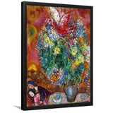 Marc Chagall Flowers And Lovers (1960) Art Painting Exhibition,Framed Art Prints Wall Decor, Picture Framed