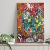 Marc Chagall Flowers And Lovers (1960) Canvas Art Painting Exhibition, Canvas Painting, Canvas Print Wall Art Decor