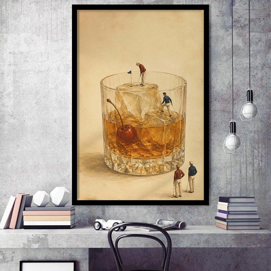 Martini Pool, Tiny Swimmers Cocktail Wall Art, Retro Olive Print, Framed Art Print, Fine Art Wall Decor