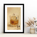 Martini Pool, Tiny Swimmers Cocktail Wall Art, Retro Olive Print, Framed Art Print White Border