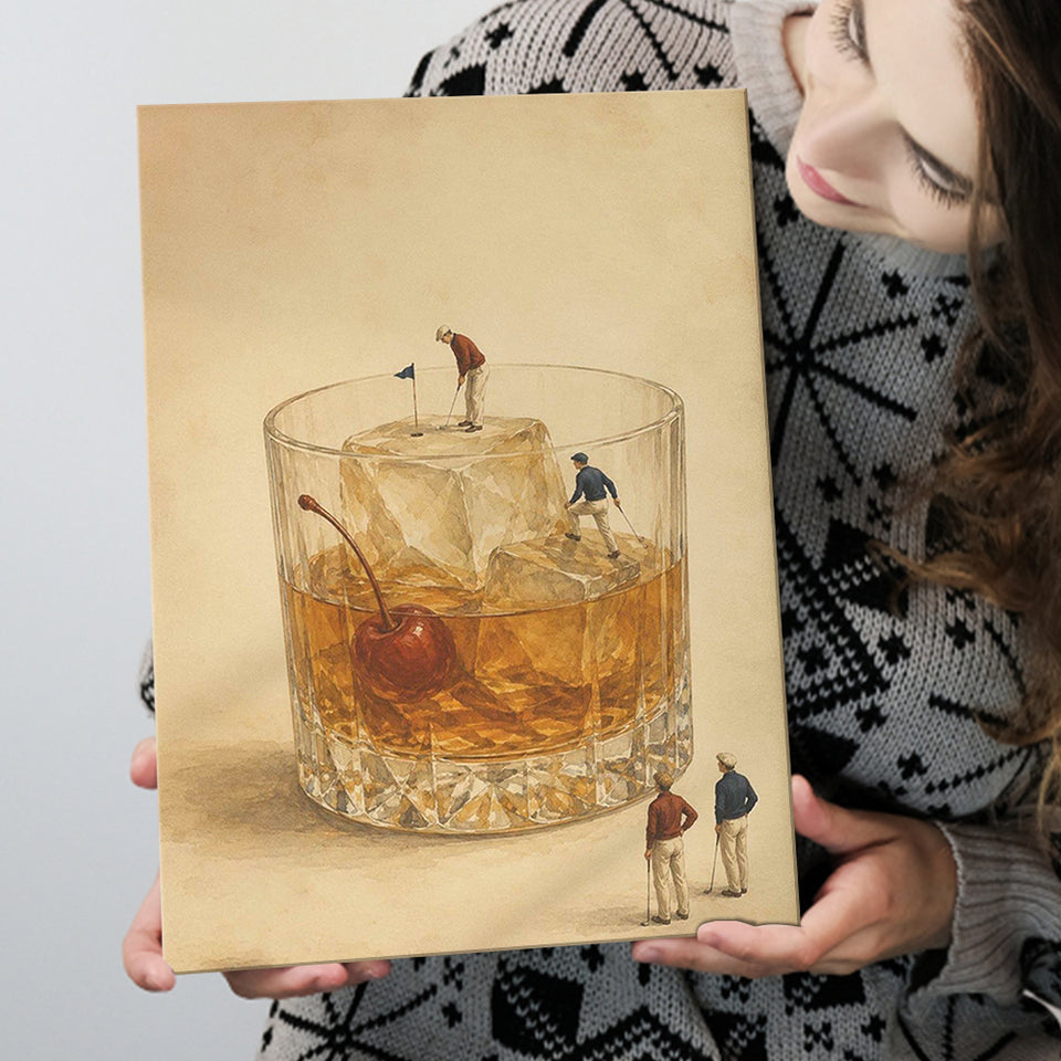 Martini Pool, Tiny Swimmers Cocktail Wall Art, Retro Olive Print, Canvas Print Wall Art, Wall Decor