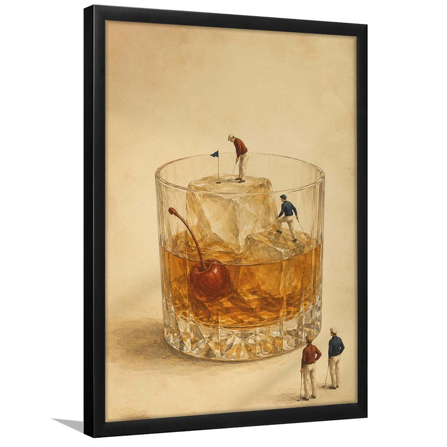Martini Pool, Tiny Swimmers Cocktail Wall Art, Retro Olive Print, Framed Art Print, Fine Art Wall Decor
