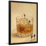 Martini Pool, Tiny Swimmers Cocktail Wall Art, Retro Olive Print, Framed Art Print, Fine Art Wall Decor