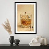 Martini Pool, Tiny Swimmers Cocktail Wall Art, Retro Olive Print, Framed Art Print White Border
