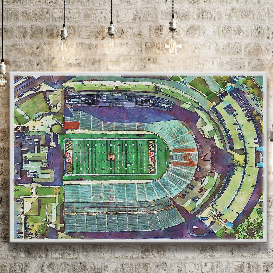 Maryland Stadium WaterColor Canvas Prints, College Park Maryland Watercolor, Stadium Art Gifts