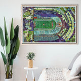 Maryland Stadium WaterColor Framed Canvas Prints, College Park Maryland Watercolor, Stadium Art Gifts, Floating Frame