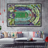 Maryland Stadium WaterColor Framed Canvas Prints, College Park Maryland Watercolor, Stadium Art Gifts, Floating Frame