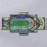 Maryland Stadium WaterColor 5 Panels Mix Canvas Prints, College Park Maryland Watercolor, Large Stadium Canvas