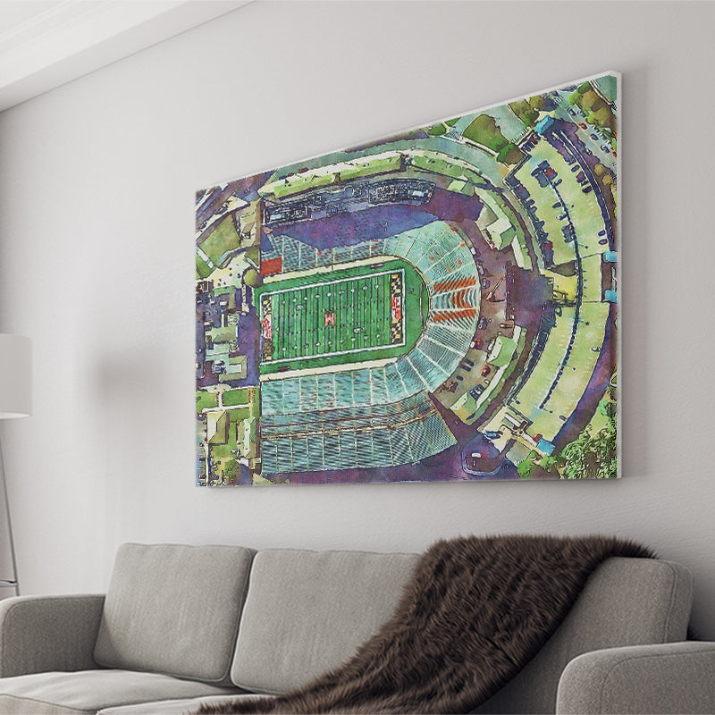 Maryland Stadium WaterColor Canvas Prints, College Park Maryland Watercolor, Stadium Art Gifts