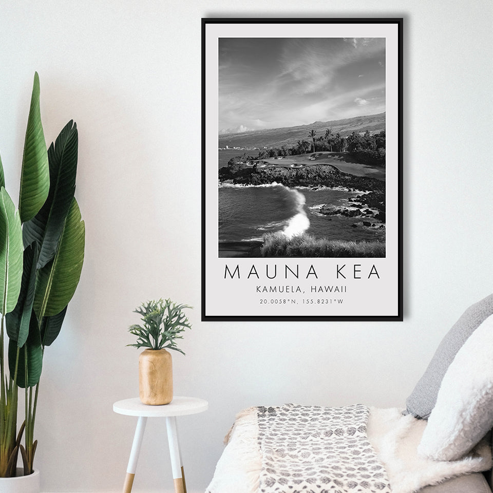 Mauna Kea Golf Course Hole 03, Hawaii, Golf Art Print, Floating Frame, Framed Canvas Print Wall Art