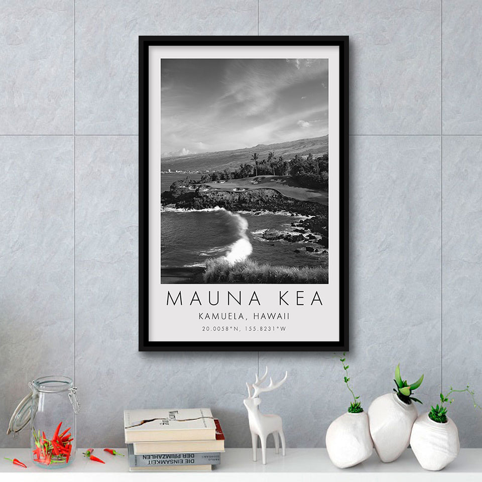 Mauna Kea Golf Course Hole 03, Hawaii, Golf Art Print, Floating Frame, Framed Canvas Print Wall Art