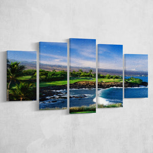 Mauna Kea Golf Course Hole 03, Hawaii, Golf Art Print, Mixed 5 Panel, Canvas Prints Wall Art