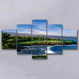 Mauna Kea Golf Course Hole 03, Hawaii, Golf Art Print, Mixed 5 Panel, Canvas Prints Wall Art