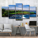 Mauna Kea Golf Course Hole 03, Hawaii, Golf Art Print, Mixed 5 Panel, Canvas Prints Wall Art