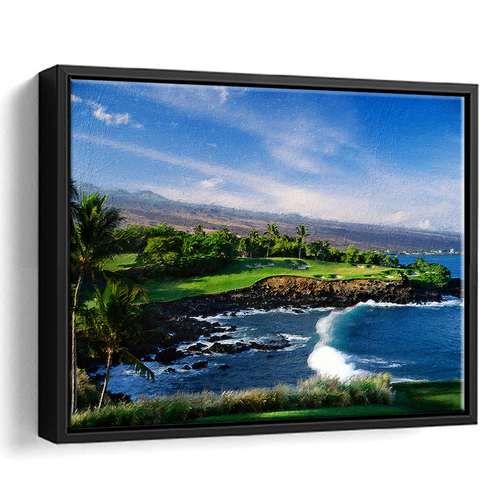 Mauna Kea Golf Course Hole 03, Hawaii, Golf Art Print, Gift for him, Framed Canvas Prints Wall Art