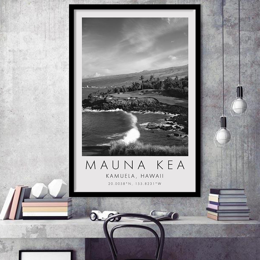 Mauna Kea Golf Course Hole 03, Hawaii, Golf Art, Gift for him, Framed Art Print Wall Decor