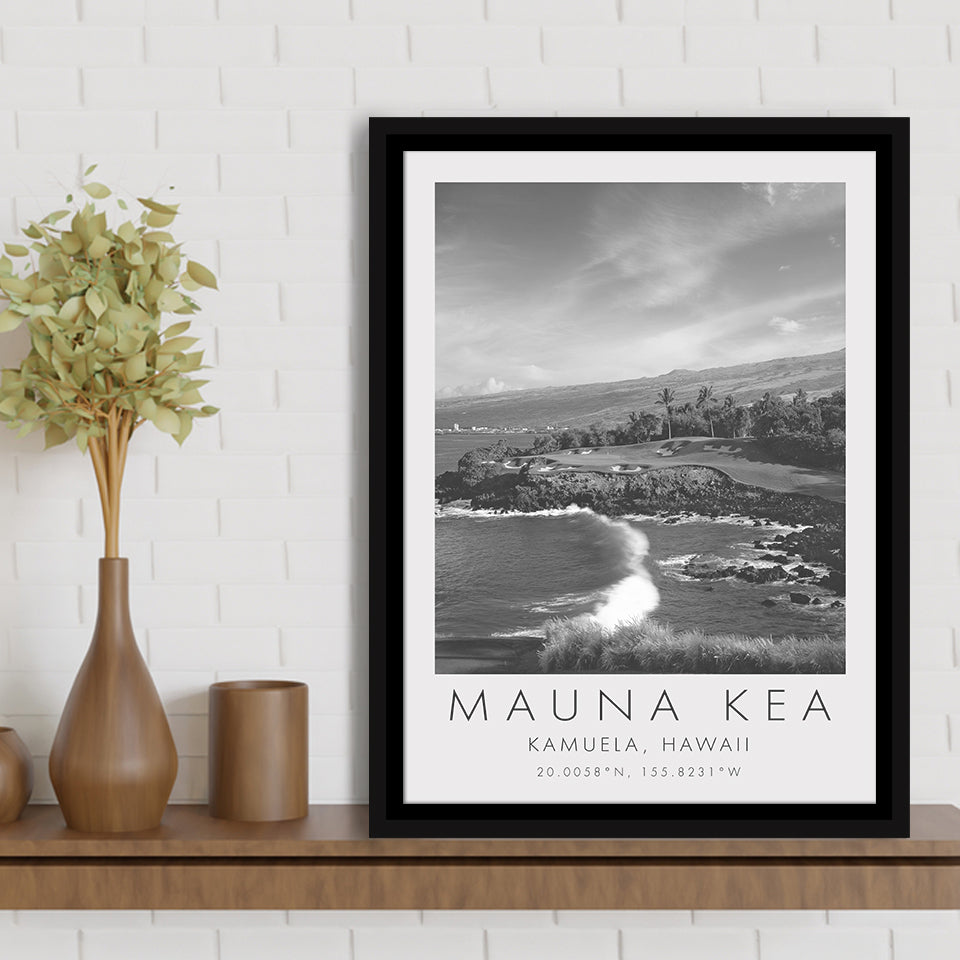 Mauna Kea Golf Course Hole 03, Hawaii, Golf Art Print, Floating Frame, Framed Canvas Print Wall Art